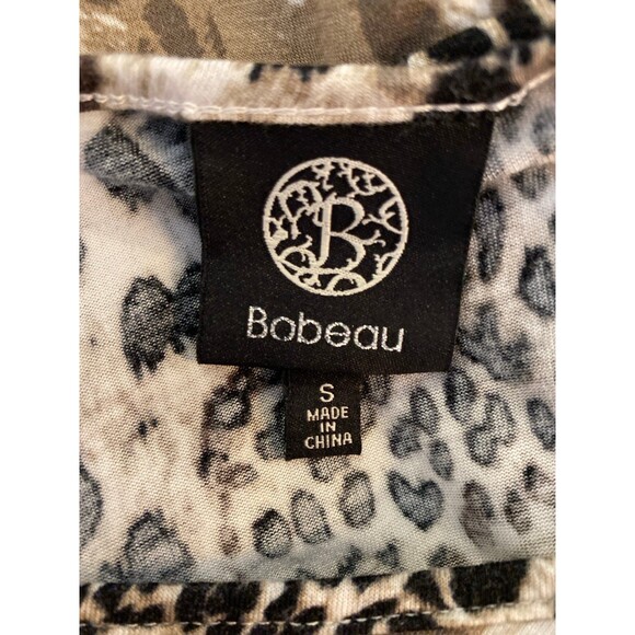 Bobeau Leopard Animal Print Blouse Size Small Pullover Stretch Top Irregular Hem - Picture 6 of 9